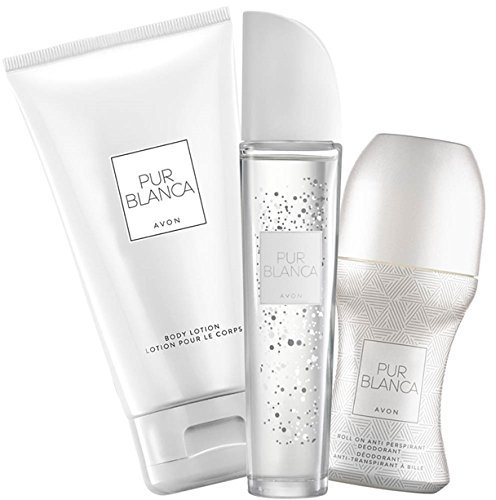 Avon Pur Blanca Parfum-Set 3tlg. blumig/frisch Eau de Toilette Spray/Bodylotion/Deoroller -