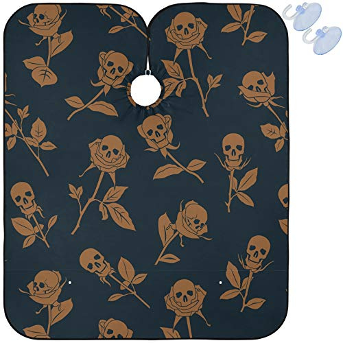 Visesunny Barber Cape - Skull Rose Polyester Hair Cutting Salon Apron Anti-Static Haircut Water-Resistant Shaving Cloth Beard Shaving Bib Hairdressing Cape