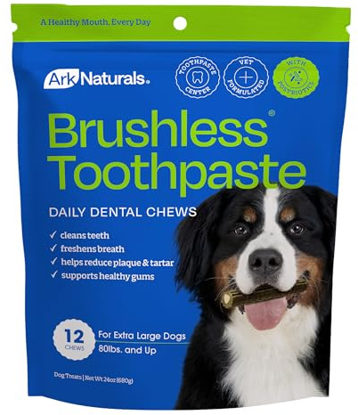 Ark Naturals Brushless Toothpaste Dog Dental Treats - XL Breeds (12 ct)