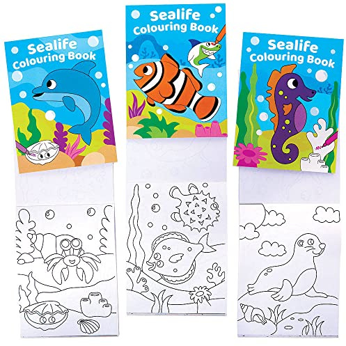 Baker Ross Mini Livre de Coloriage thème Vie Marine - Lot de 12, Activites Manuelles pour Enfants (FC993)