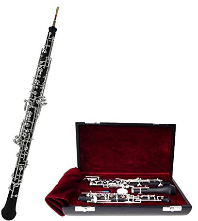 HDYNUZ Oboe Profesional con Llave C, botón Plateado semiautomático, Grado de reproducción de Oboe, Grado de Examen para Principiantes (Size : One Size)