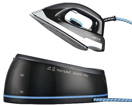 Jocca - Centro de planchado 2400W con vapor continuo y golpe de vapor | 5 bares de presión | Depósito 2 L | Suela cerámica MAX | Antical y autolimpieza | Planchado vertical y horizontal