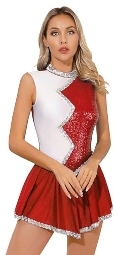 Alvivi Femme Robe Danse Classique sans Manche Justaucorps Gymnastique Patinage Robe Brillant Tenue Danse Latine Ballet Costume Spectacle