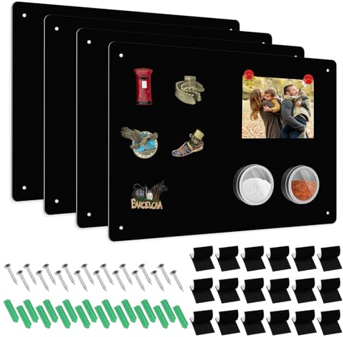Pechor Magnetic Board for Wall 4 Pack, 43x30 cm A3 Metal Magnets Board | for Fridge Magnets, Magnetic Stickers, Photos, Spice Jars, Suits for Kitchen Home Office Wall, Cabinet Easy Hanging