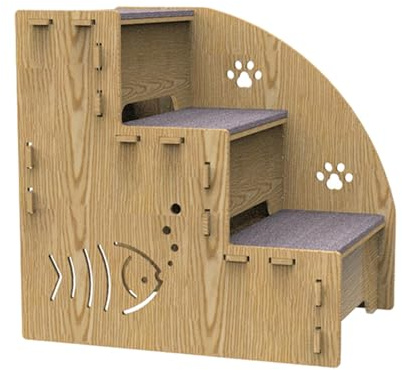 Pet Steps For Small Dogs - 3-Step Wood Pet Stairs For Dog | Dog Stairs For High Beds | Balanced Dog Indoor Ramp | Non-Slip Pet Ramps Stairs For Small Dogs | Cats And Other Small Pets