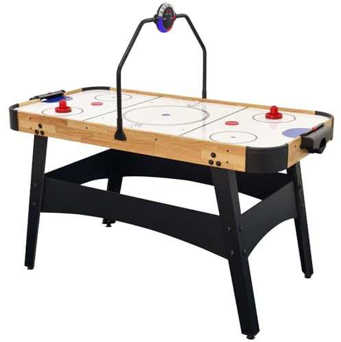 OYE Table de hockey pneumatique à DEL de 137,2 cm avec marqueur électronique, table de jeu de hockey électrique alimentée, tableau d'affichage numérique lumineux, moteur puissant