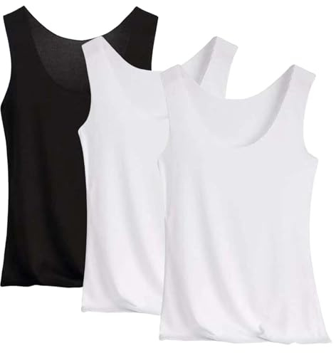 Confezione da 3 canottiere da donna estive, senza cuciture, in seta fredda, slim fit, elasticizzate, grandi dimensioni, sport, allenamento, basic, crop top, biancheria intima, tinta unita, top da