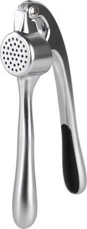 wenco Knoblauchpresse aus verchromtem Zink-Druckguss – Manuelle Knoblauchpresse mit ergonomischem Griff, robust, für Knoblauch, Ingwer & Zwiebeln, leicht zu reinigen, Silber/Schwarz