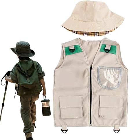 Générique Children's Fishing Vest, Washable Dressing Room with Hat for – Suits for Hiking, Treasure Hunting, Jungle, Party, Visiting, Wild Nature, Zoo, Fishing, Ranch, Camping