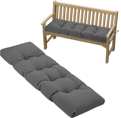 PRIMEPATIO Bankauflage Outdoor, Bankkissen Wasserdicht mit Schaumstoff Gefüllt, Bindebänder und Mehrfach-Steppung, Gartenbank Auflage für Gartenmöbel, Sitzbank und Hollywoodschaukel, 100x40cm, Grau