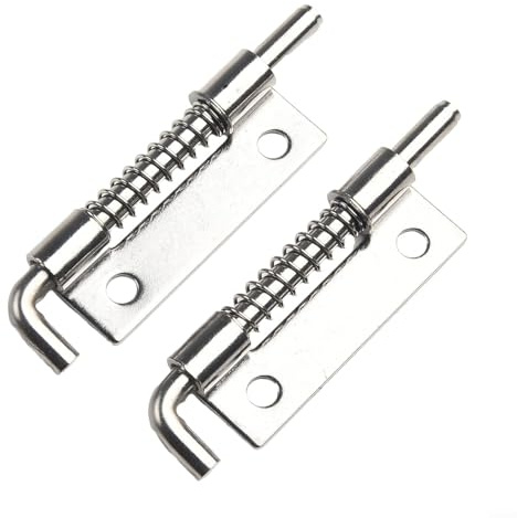 2 bulloni di sicurezza a molla in acciaio inox per porte interne, armadi e cassapanche, colore argento, kit di ferramenta a scatto automatico (M sinistra)