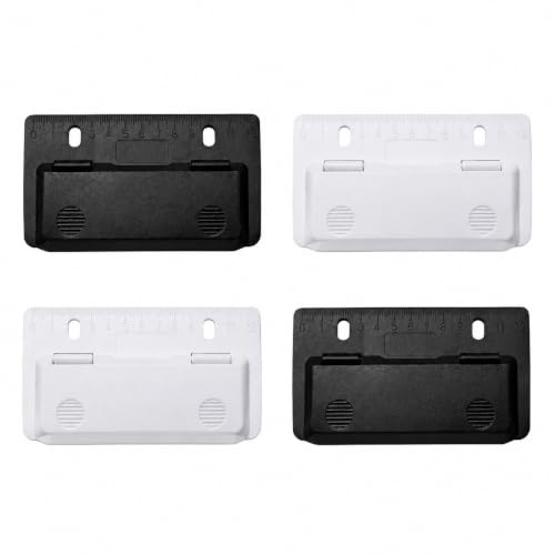 Juego de 4 perforadoras de bolsillo, mini perforadora pequeña, perforadora para carpetas, perforadora de papel y perforadora compacta para la escuela, la oficina, el hogar y los viajes (blanco y negro