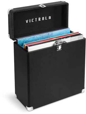 Victrola Collector - Vinyl Record Storage Case, Holds 30+ LPs - Black