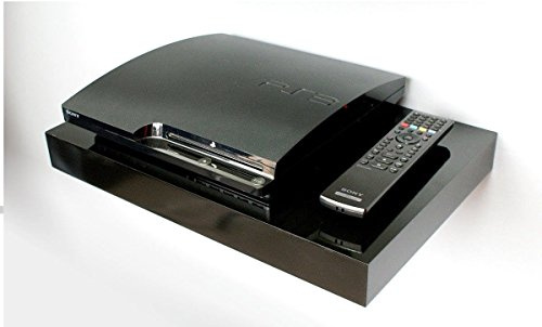 High Gloss Floating Media Shelves Shelf For DVD SKY BOX TV AV Xbox Wall Mounted Kit Unit MDF (High Gloss Black)