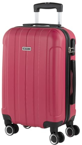 ITACA - Bagaglio A Mano Rigido Leggero Bagaglio A Mano 55X40X20 con 4 Ruote Silenziose Trolley Cabina Viaggio Aereo Ergonomico Durevole. Compatibile Ryanair, Fragola