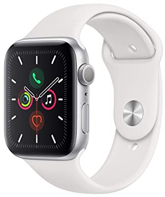 Apple Watch Series 5 (GPS, 40MM) - Silver Aluminum Case with White Sport Band (Renewed)