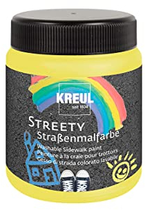 KREUL 43102 - Pintura callejera Streety en amarillo pato de goma 200 ml, tiza líquida lavable para pintar con brocha o rodillo, tiza callejera líquida, vegana