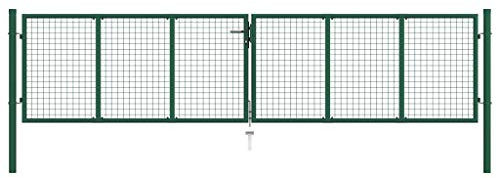 Einfahrtstor,Doppelflügel,Mesh-Gartentor Stahl 400 x 125 cm Grün