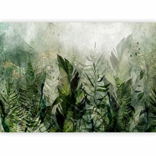murando - Papier peint panoramique nature 350x256 cm - Revêtement mural décoration pour chambre salon cuisine - Design unique et moderne - Vert gris - Feuilles d'herbe des prés b-C-10230-a-a