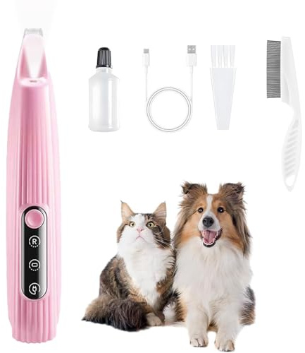 Tondeuse chien avec Lumière LED, LOEVERY 9mm Mini-lame, Professionnelle Tondeuses pour Chien Sans Fil, Rechargeable par USB, Pour pattes, yeux, visage, oreilles et corps de chien