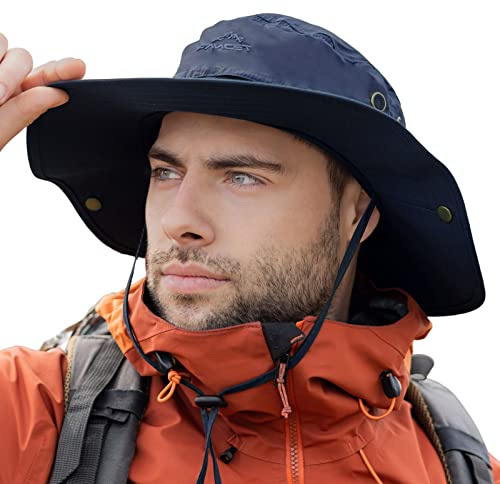 Comhats Stor solhatt män XL – XXL, brett brätte UV Safari Bonnie hattar för sommar utomhus vandring fiske promenader, vattentät och vindtät 60–66 cm, Marinblått Xsp, L/XL
