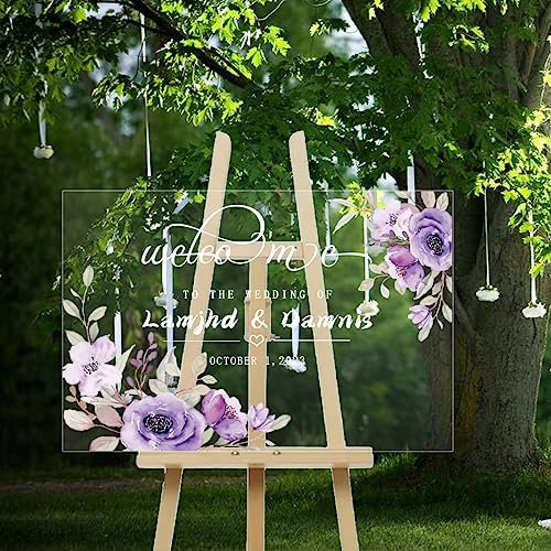 Panneau de bienvenue en acrylique avec nom personnalisé pour mariage, réception, entrée, jardin, salle de banquet, porche (panneau de bienvenue de mariage en acrylique - 5)