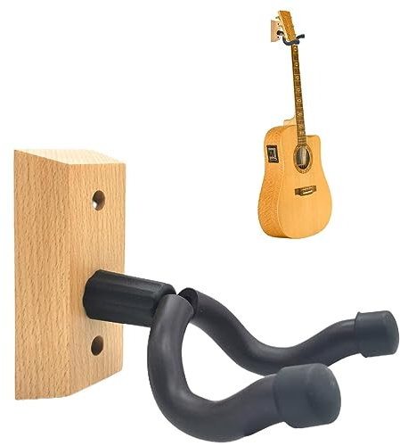 Fulenyi Gitarren-Wandhalterung | Wandhalterung für Bass,rutschfeste Gitarrenwandhaken mit Hartholzsockel, Holzsockel für Ukulele, Bass, Akustikgitarren, E-Gitarre