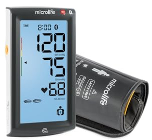 Microlife BP A7 Touch BT Tensiomètre Connecté, Garantie 5 ans, Ecran tactile, Qualité Professionnelle, BT/USB, 3 Mesures MAM, AFIB, Validé Cliniquement, Bras 22-42cm, 2 Utilisateurr x 99 mém