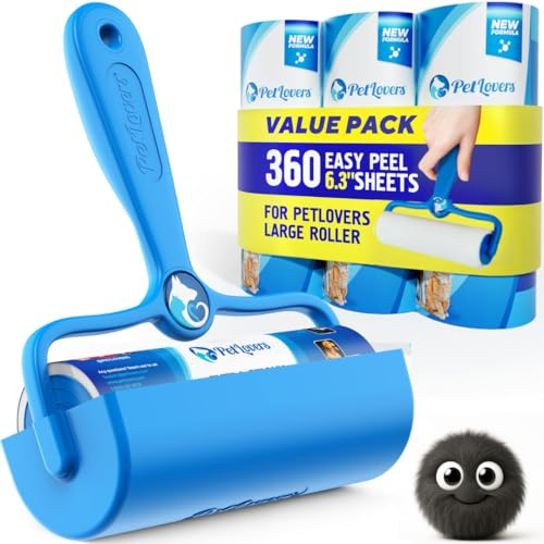 PetLovers 6.3 Large Lint Roller for Pet Hair Extra Sticky 90 Sheets, Ideal for Pet Hair Removal from Furniture & Clothes, Dog and Cat Lint Remover 1 Pack