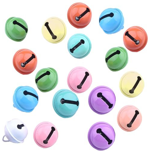 Glöckchen zum Basteln 18mm - Metallglöckchen Bunt, 50 Stück Glöckchen mit Ösen - für Handwerk, Schmuck, Festival Dekoration, Haustier Glocken