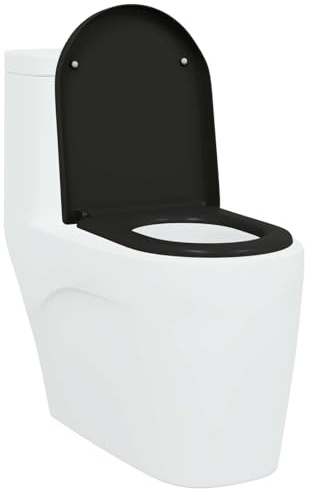 vidaXL Toalettstol Svart 49 x 36 x 4 cm Duroplast, Modern, hållbar toalettstol: Enkelt att installera, hygienisk design för komfort och stil, perfekt badrumsaccessoar, mångsidig för hemmet