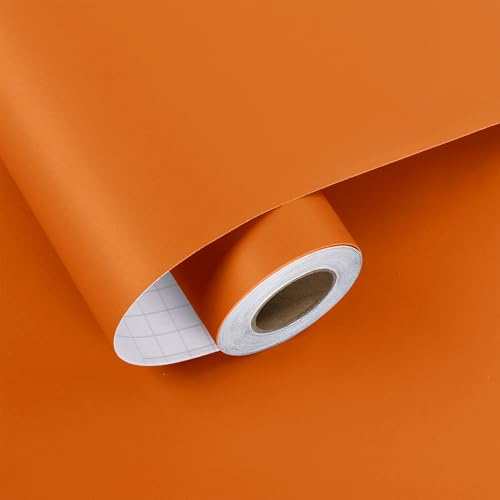 HotDecor Papier Peint Autocollant Mural Rouleau Adhesif Decoratif Orange Pour Meuble Papier Peint Chambre Enfant Revetement Adhesif Meuble Armoire Film Autocollant Orange 40cm x 200cm