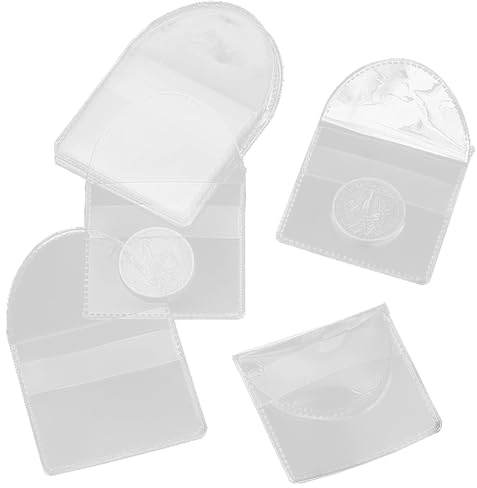 GZXYUAN 50Pcs Transparent Clear Coin Protectors Individual Plastic Coin Holders Wear-Resistant Coin Pouch Portable Small Coin Bags Collect for Coin Currency Storage