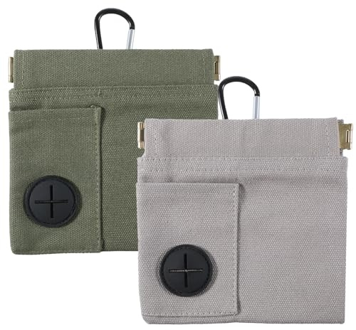 2 Pcs Dog Treat Pouch, Portable Puppy Training Walking Treat Bag with Auto-Closing Magnetic Buckle Carabiner, Hands-Free Pet Feed Snack Reward Pouch for Puppy Walking, Outdoor Travel Use (Green, Grey)