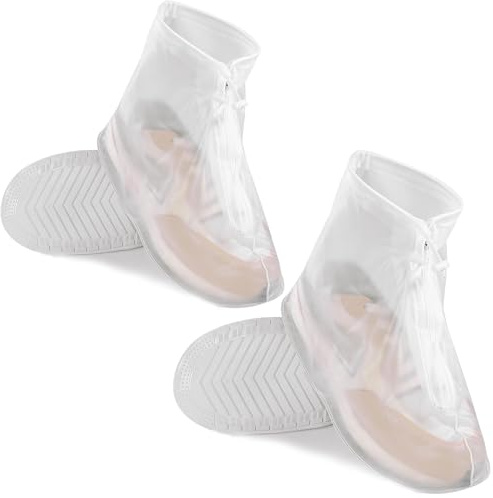 Noaxylic 2 Paires Couvre Chaussure Impermeable Surchaussures Impermeables | Transparent Antidérapant Couvre Chaussures, Surchaussures Lavable, pour Jours de Pluie Neige(L/39-40,XL/41-42)