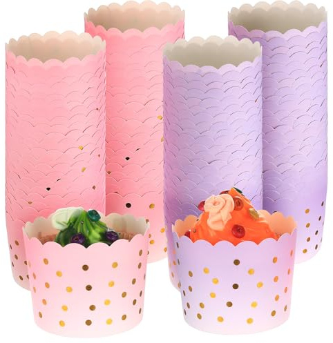 100 Pcs Moldes Magdalenas Papel, Moldes de Muffins, Tazas de Papel de Pastel, Vasos de Papels para Hornear Magdalenas Muffins Cupcakes para bodas, cumpleaños, fiestas, barras de dulces
