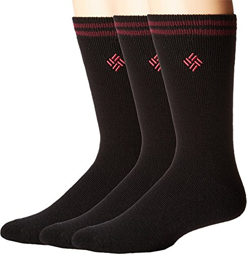 Columbia Men's Thermal Crew Socks Multipack, Black (2 Pairs), Shoe Size 6-12