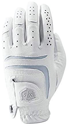 Wilson Staff Damen Golfhandschuh, Grip Plus, Material-Kombi, Größe: L, Linkshand, LLH, weiß, WGJA00101L