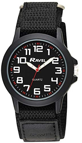 Ravel - Moderne Workwear-Herrenuhr mit einfach zu befestigendem Armband - Schwarz/Schwarzes Zifferblatt/Schwarzes Armband