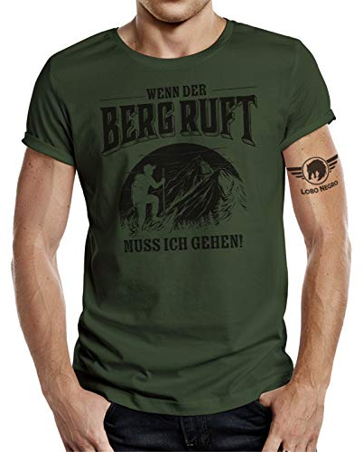 Bergsteiger T-Shirt: Wenn der Berg Ruft muss ich gehen Oliv