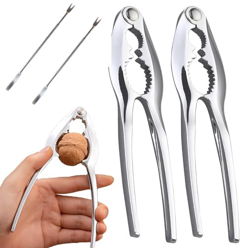 mohito 2pcs Pinza per Schiaccianoci e Noci,Schiaccianoci in Metallo Cracker Sheller con Manico Antiscivolo Schiaccianoci,Strumento di Cucina,Nut Sheller Tool, Works on Noci,mandorle,Nocciole,Aragoste