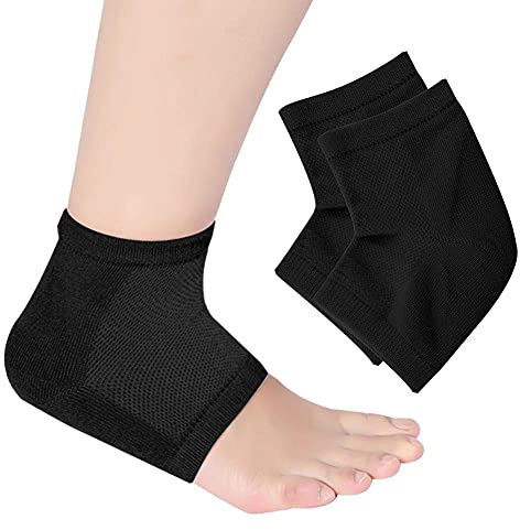 Fotvård Hälkudde Gel Hälskydd Hälstrumpa för Hälsporre Plantar Fasciit Kompressionsstrumpor Passar för Män och Kvinnor Svart Lindrar Smärta