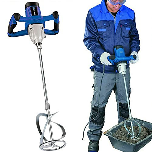 Agitatore da 2600 W con cambio in metallo a 6 marce, regolazione elettronica della velocità – Grande frusta Ø 120 mm – Miscelatore manuale per vernice, intonaco e massetto, miscelatore per malta – blu