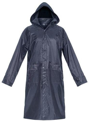 BWOLF POSEIDON Regenmantel Herren Regenmantel Wasserdichte Lange Regenjacke Outdoor Wiederverwendbare Regenbekleidung mit Kapuze (Blau, 4XL)
