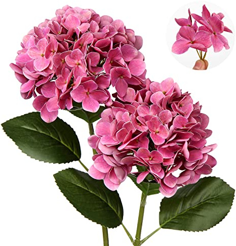 2 st hortensia konstgjorda blommor dekorativa falska blommor verklig touch silke hortensia 63 cm lång stam för hem hotell kontor bröllopsdekorationer