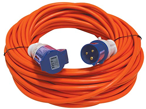 Leisurewize - Heavy Duty 230v Caravan Site Extension Lead, Bright Orange - Camping Mains Hook Up Cable (25 Metre)