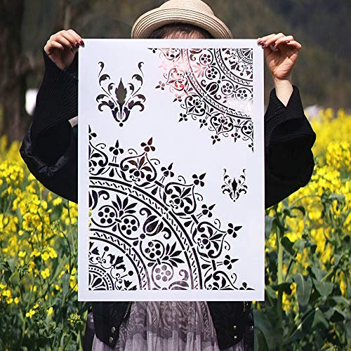 Hantverk lager mandala schabloner A3 gör-det-själv dekorativ mandala mall för väggar målning scrapbooking