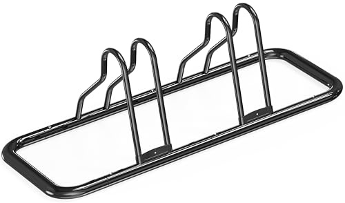 Simple Houseware 2-Bike Floor Storage Rack - Adjustable Bicycle Parking Stand & Garage Organizer for Road and Kids Bikes, Black