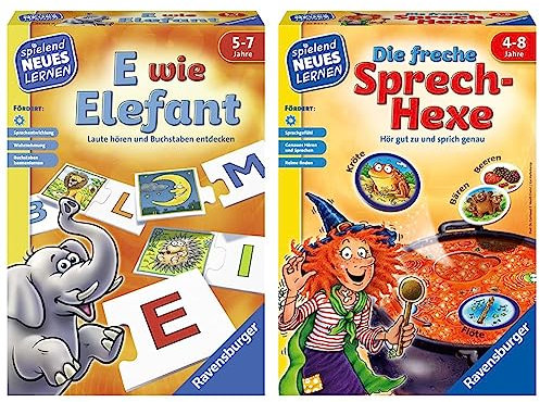 Ravensburger 24951 - E wie Elefant - Spielen und Lernen für Kinder & 24944 - Die freche Sprech-Hexe - Spielen und Lernen für Kinder