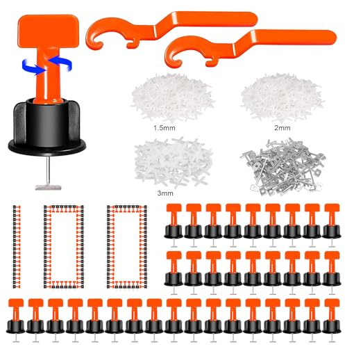 702 Pièces Rotatif Niveleur Carrelage Croisillon Carrelage Autonivelant Croisillon Autonivelant 2mm /3mm/1.5mm Cale Carrelage Croisillon Autonivelant Croisillon Carrelage Kit Joint Carrelage
